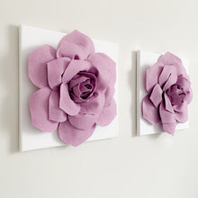 Load image into Gallery viewer, TWO Lilac Succulent Flower Wall Art Canvases