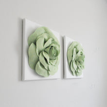 Load image into Gallery viewer, Pastel Green Roses on White Canvas Set FLOWER DECOR