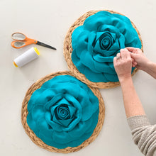 Load image into Gallery viewer, Rose Flower on Round Rattan Wicker Decor