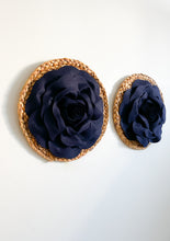 Load image into Gallery viewer, Navy Rose on Round Water Hyacinth Wall Set
