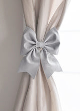 Load image into Gallery viewer, Grey Bow Curtain Tie Back Set - Daisy Manor