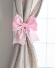 Load image into Gallery viewer, Light Pink Bow Curtain Tie Backs Nursery Curtain Holdbacks - Daisy Manor