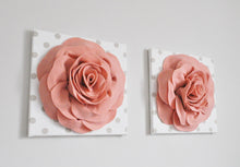 Load image into Gallery viewer, Two Blush Rose Polka Dot Wall Art Canvas Set - Daisy Manor