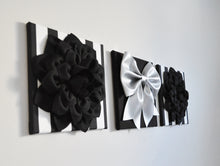 Load image into Gallery viewer, Black and White Striped Floral Set with Silver Bow - Daisy Manor
