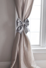 Load image into Gallery viewer, Silver Bow Curtain Tie Backs - Daisy Manor