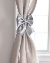 Load image into Gallery viewer, Silver Bow Curtain Tie Backs - Daisy Manor