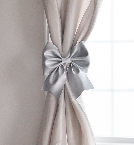 Silver Bow Curtain Tie Backs - Daisy Manor