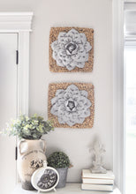 Load image into Gallery viewer, Gray Dahlia Flower on Square Hyancith Hanging Wall Decor Set - Daisy Manor