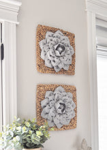 Load image into Gallery viewer, Gray Dahlia Flower on Square Hyancith Hanging Wall Decor Set - Daisy Manor