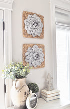 Load image into Gallery viewer, Gray Dahlia Flower on Square Hyancith Hanging Wall Decor Set - Daisy Manor
