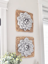 Load image into Gallery viewer, Gray Dahlia Flower on Square Hyancith Hanging Wall Decor Set - Daisy Manor