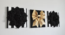 Load image into Gallery viewer, Flower and Bow Wall Canvas Set in Black White and Gold - Daisy Manor