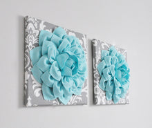 Load image into Gallery viewer, Aqua Flower Home Decor Wall Art Set - Daisy Manor