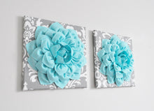 Load image into Gallery viewer, Aqua Flower Home Decor Wall Art Set - Daisy Manor