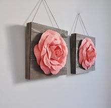 Load image into Gallery viewer, Lavender Roses on Wood Plank Wall Hanging Set of Two - Daisy Manor
