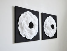 Load image into Gallery viewer, White and Black Poppy Wall Art Set of Two - Daisy Manor