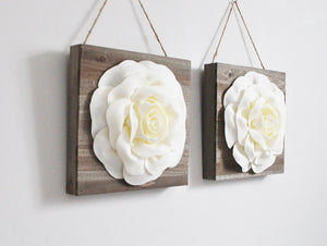 Ivory Roses on Wood Wall Art Floral Wood Wall Decor - Daisy Manor