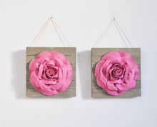 Load image into Gallery viewer, Dark Blush Roses on Reclaimed Wood Planks - Daisy Manor