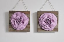 Load image into Gallery viewer, Lilac Rose Wall Decor on Reclaimed Wood Plank Set of Two Wall Hanging - Daisy Manor