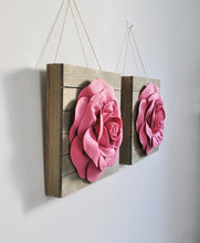 Load image into Gallery viewer, Dark Blush Roses on Reclaimed Wood Planks - Daisy Manor