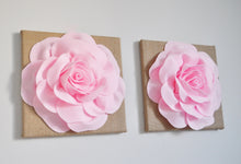 Load image into Gallery viewer, Light Pink Rose on Burlap Canvas Set of Two - Daisy Manor