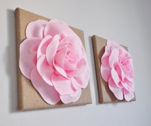 Load image into Gallery viewer, Light Pink Rose on Burlap Canvas Set of Two - Daisy Manor