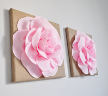 Load image into Gallery viewer, Light Pink Rose on Burlap Canvas Set of Two - Daisy Manor