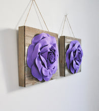Load image into Gallery viewer, Lavender Roses on Wood Plank Wall Hanging Set of Two - Daisy Manor