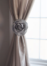 Load image into Gallery viewer, Gray Rose Curtain Tie Back Set of Two - Daisy Manor