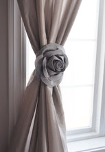 Load image into Gallery viewer, Grey 3D Rose Curtain Tie Back - Daisy Manor