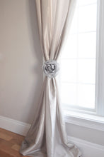 Load image into Gallery viewer, Gray Rose Curtain Tie Back Set of Two - Daisy Manor