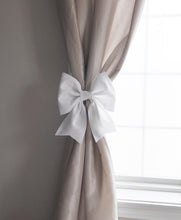 Load image into Gallery viewer, White Bow Curtain Tie Backs Set of Two - Daisy Manor