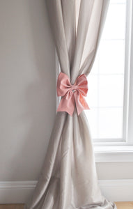 Blush Bow Curtain Tie Curtain Hold Back - Daisy Manor