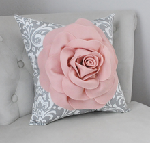 Load image into Gallery viewer, Decorative Rose Pillow Blush Pink Flower Pillow - Daisy Manor