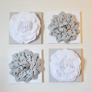 Floral Gray and White Canvas Wall Art Sets - Daisy Manor