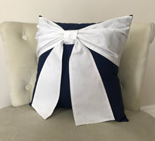 Load image into Gallery viewer, Navy Bow Pillow - Daisy Manor
