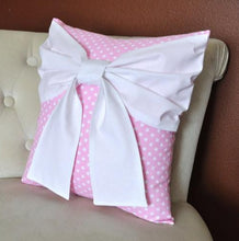Load image into Gallery viewer, Pink Polka Bow Pillow - Daisy Manor
