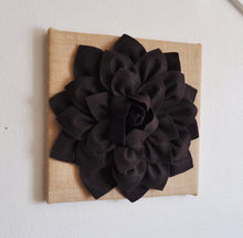 Load image into Gallery viewer, Brown Dahlia Flower on Burlap Wall Art - Daisy Manor