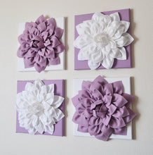 Load image into Gallery viewer, Two Lilac and White Dahlias on White and Lilac Canvases - Daisy Manor