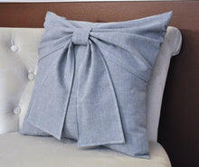 Load image into Gallery viewer, Grey Bow Pillow - Daisy Manor