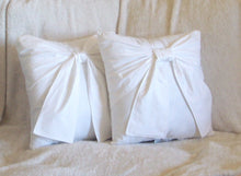 Load image into Gallery viewer, Throw Pillow White Big Bow Accent Pillow 14x14 - Daisy Manor