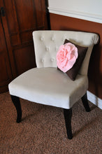 Load image into Gallery viewer, Pink Rose on Brown Pillow 14"x14" Throw Pillow - Daisy Manor