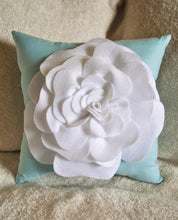 Load image into Gallery viewer, White Rose Aqua Pillow - Daisy Manor