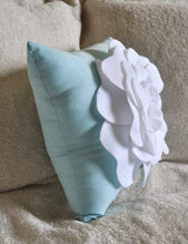 Load image into Gallery viewer, White Rose Aqua Pillow - Daisy Manor