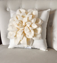 Load image into Gallery viewer, Decorative Pillow -Ruby Red Dahlia on Cream Pillow - - Daisy Manor