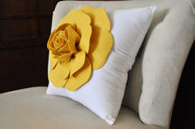 Load image into Gallery viewer, Mellow Yellow Rose on White Pillow - Daisy Manor