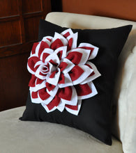 Load image into Gallery viewer, White Dahlia Felt Flower on Blue Pillow - Daisy Manor