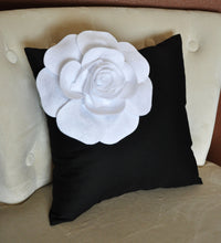 Load image into Gallery viewer, White Corner Dahlia on Bright Aqua Pillow 14 X 14 Aqua Blue Pillow Toss Pillow Decorative Pillow - Daisy Manor