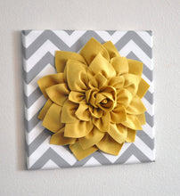 Load image into Gallery viewer, Wall Flower -Light Pink Dahlia on Gray and White Chevron 12 x12" Canvas Wall Art- Baby Nursery Wall Decor- - Daisy Manor