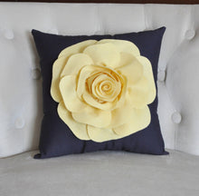 Load image into Gallery viewer, Light Yellow Rose on Gray Pillow - Daisy Manor